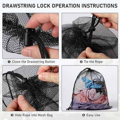 40PCS Mesh Drawstring Bags - Durable Delicate Nylon Laundry Bags Multicolor Small Gym Travel Beach Storage Bags With Locking Closure For College, Gym, Yoga, Sport