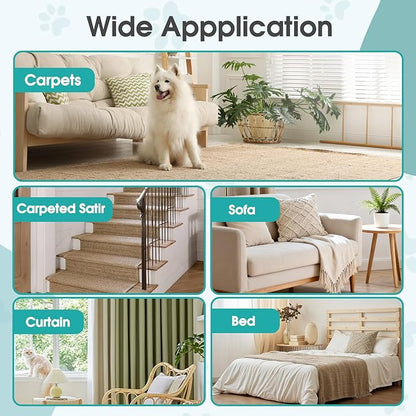2-in-1 Carpet Rake for Pet Hair Removal, Silicone & Metal Dual-Sided Carpet Rake with 52” Telescopic Adjustable Long Handle, Pet Hair Remover Tool Kit for Rugs/Mats/Sofa Cat Dog Hair