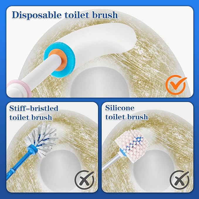 Disposable Toilet Brush: an Innovative Automatic pop-up Toilet Brush that Comes with 24 Replacement Brush Heads and 3 air-freshening Scent Rings. Toilet Brush and Set.360° Cleaning