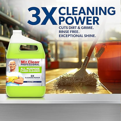 Mr. Clean Professional Bulk Liquid Concentrate Finished Floor Cleaner for Hardwood, Tile or Terrazo Floors, Commercial Use, 1 Gallon (Case of 3)