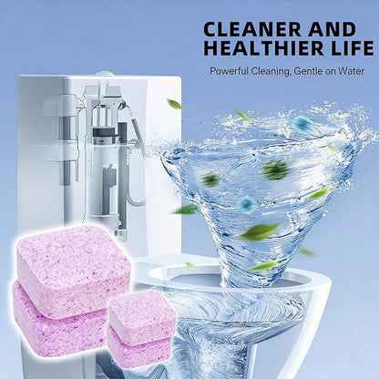 2-in-1 Toilet Cleaning Tablets (24 Pack) - 8 Effervescent Toilet Bowl Stain Remover and 16 Blue White Toilet Tank Cleaner Tablets - Limescale Removal for Septic System