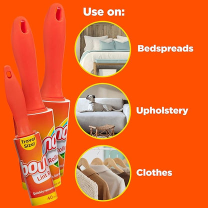 Bounce Lint Rollers to-Go, 3pc Set, Quickly Removes Lint and Debris, 240 Pre-Cut Sheets Total