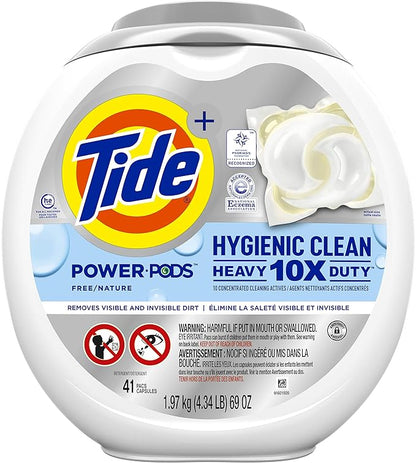 Tide Hygienic Clean Heavy Duty 10x Free Power Pods Liquid Laundry Detergent, White, Unscented, 41 Count