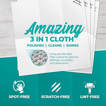 Molly's Marvelous Cloth, Streak-Free, Lint-Free Microfiber Cleaning Cloth, Polishing Cloth for Glass, Stainless Steel, Use for Kitchen, Bath, Cars, Detailing, Reusable (15.75" by 16") (15pk, White)