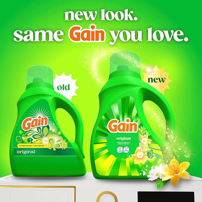 Gain Liquid Laundry Detergent, Now with Odor Defense, Original Scent, 88 fl oz, 61 Loads (Packaging May Vary)