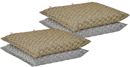 Gold and Silver Kitchen Sponge Scrubber, Heavy Duty Metallic Sink, Pot, Dish Washing Scrubber Non-Scratch, Non-Metal, Kosher Sponge, Pack of 4 (Superio)