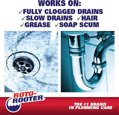 Roto-Rooter Gel Clog Remover Drain Cleaner, Thick Gel Helps Clear Slow Drains and Break Down Hair, Grease and Soap Buildup, Suitable for Pipes, Toilets, Showers and Sinks, 80 oz