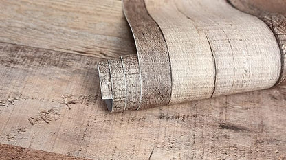 Yun-aeon Natural Wood-Cinnamon Wood Contact Paper Peel and Stick Wallpaper 17.3"x 200"Self Adhesive Removable Vintage Faux Wood Wall Paper Plank Shelf Home Decoration Kitchen Counter Cover Use