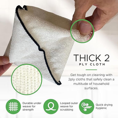 Whiffkitch Dishcloths Dishrags for Kitchen and Household Cleaning 9x9 6-Pack Non-Scratch 2-Ply Weave, Bamboo-Rayon Fabric, Absorbent, Washable, Long-Lasting