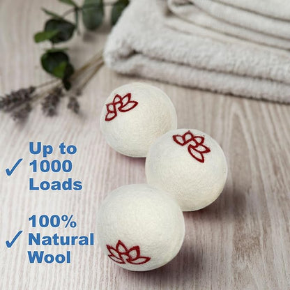 Organic Scented Wool Dryer Balls for Laundry Reusable | XL Scented 3-Pack with Lavender Oil – Natural Fabric Softener for Laundry – Chemical-Free, Hypoallergenic, Energy Saving