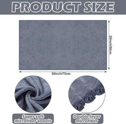 10 Pcs Extra Large Microfiber Cloth 30" x 20" Large Floor Microfiber Towel Reusable Washable Free Lint Free Cloth Rag for Squeegee Mop Floor Window Housekeeping (White,Gray)