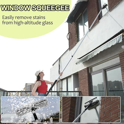 【Upgrade Anti Rotation 】 30FT High Reach Duster Kit,(18FT+6FT) Lightweight Aluminum Alloy Extension Rod,7-Piece Set,210° Steering Head Clean Various Angle,for Cleaning Ceiling,High Wall