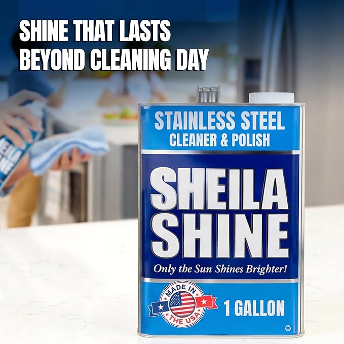 Sheila Shine 4 x 1 Gallon Stainless Steel Cleaner and Polish – Cleans, Polishes & Protects Kitchen Appliances, Refrigerators, Sinks, Ovens & Grills – Stainless Steel Cleaner for Appliances