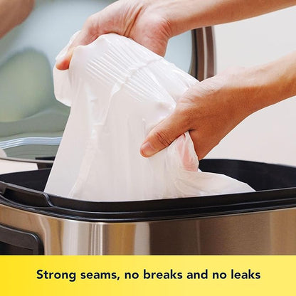 HygiCare 13 Gallon Tall Kitchen Trash Bags, Lemon Scented 200 Count Drawstring Garbage Bags, Pre-Separated, Odor Control, Ultra Strong, Leakproof, Sturdy, White