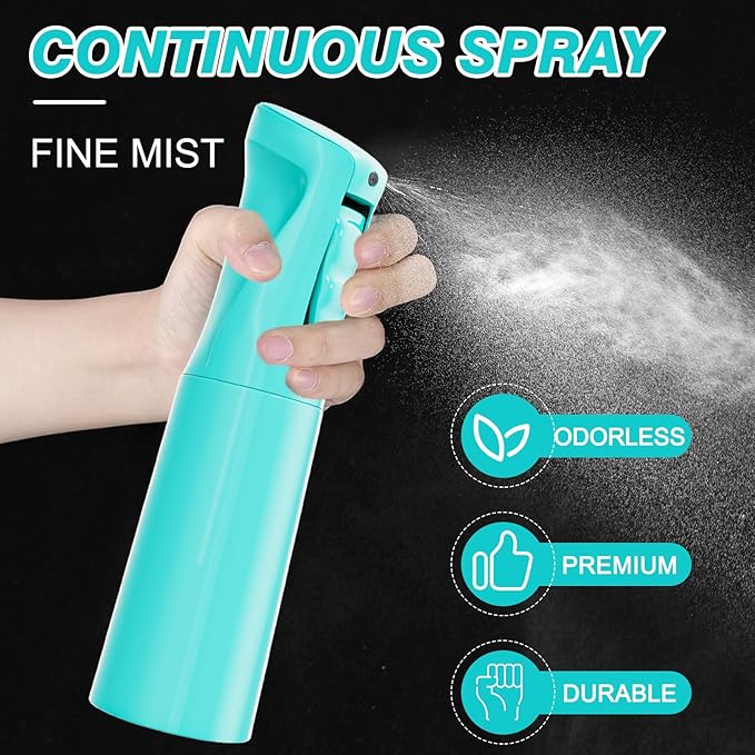 IMPORX Continuous Spray Bottle for Hair 2 Pack (10.1oz/300ml) Home Essentials Spray Bottles for Cleaning Empty Ultra Fine Water Mister Sprayer for Hairstyling Garden Plants Curly Hair Perfume, Cyan