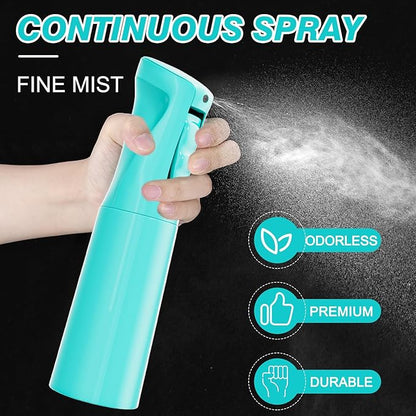 IMPORX Continuous Spray Bottle for Hair 2 Pack (10.1oz/300ml) Home Essentials Spray Bottles for Cleaning Empty Ultra Fine Water Mister Sprayer for Hairstyling Garden Plants Curly Hair Perfume, Cyan