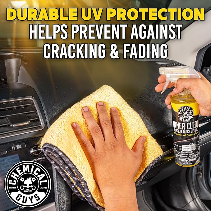 Chemical Guys InnerClean Interior Quick Detailer Cleaner and Protectant for Dashboards Door Panels Seats Trim and Surfaces Non Greasy Interior Car Cleaning Spray and Interior Detailer Spray 16 oz