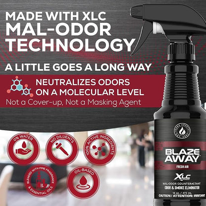 Blaze Away Commercial Air Freshener & Odor Eliminator for Strong Odor - Industrial-Grade Room Spray & Room Deodorizer for Home, Car, Smoke & Pet Odors - Long-Lasting Odor Absorber, Room Fresheners