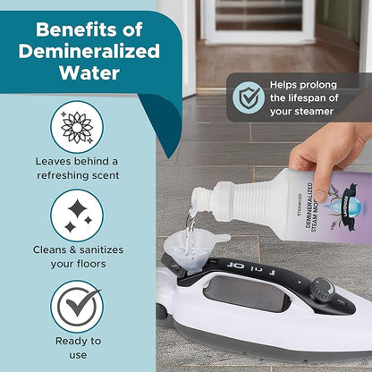 Steam & Go Demineralized Water for Steam Cleaner - PVC-Free Floor Cleaning Solution Compatible for All Steam Mops - Multi-Surface Cleaner for Home Surfaces - Lavender Scent, 32 oz (Pack of 12)