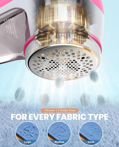 POPCHOSE Fabric Shaver, Lint Remover for Clothes, Electric Lint Shaver with 6-Leaf Blades, Sweater Shavers to Remove Pilling for Clothing, Couch, Furniture, Fuzz, Lint Ball, Bobbles, Pink