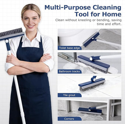 Grout Brush with Long Handle, Grout Cleaner Brush for Tile Floors, Stiff Bristles for Crevice, Tile Line, Shower, Kitchen, Bathroom