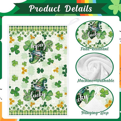 St Patrick's Day Kitchen Towels 16x24 Inch Green Shamrock Hand Towels Rae Dunn St Patricks Day Bathroom Dish Towels Decorations Irish Tea Towels Decoration for Kitchen Bathroom
