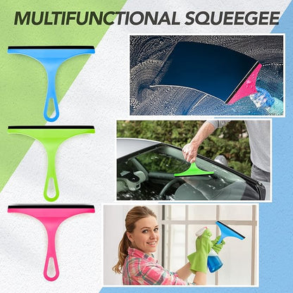 Yinder 21 Pcs Small Squeegee for Shower Glass Door 8.7" Silicone Shower Glass Window Cleaner Bathroom Squeegee for Car Windshield Window Mirror Art Class Group Craft(Candy Color)