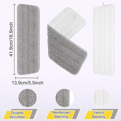 6 Pack 16.5 inch Reusable Mop Pads Microfiber Spray Mop Replacement Heads for Wet/Dry Mops Compatible with Bona Floor Care System