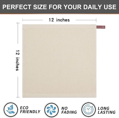 Kitinjoy 100% Cotton Kitchen Dish Cloths 8 Pack, Waffle Weave Ultra Soft Absorbent Dish Towels for Drying Dishes Quick Drying Kitchen Towels Dish Rags (12 X 12 Inches, Beige)