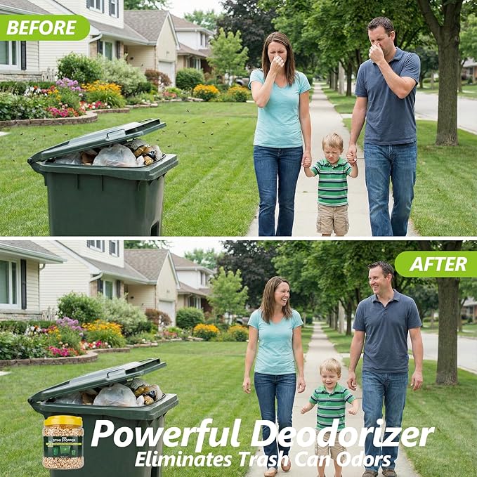 USKICH Outdoor Trash Can Deodorizer Odor Eliminator,Garbage Disposal Cleaner and Deodorizer,Plant-Based Purifying Sage Absorbing Granules for Trash Bins,Dumpster,Outdoor Waste and Garbage Cans,12 OZ