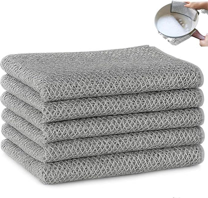 Multipurpose Wire Dishwashing Rags - 5Pcs Non Scratch Wire Dishcloths | Double Layered Microfiber Cleaning Cloths | Reusable Steel Metal Wire Cloth Mesh Miracle Cleaning Cloths for Home and Kitchen