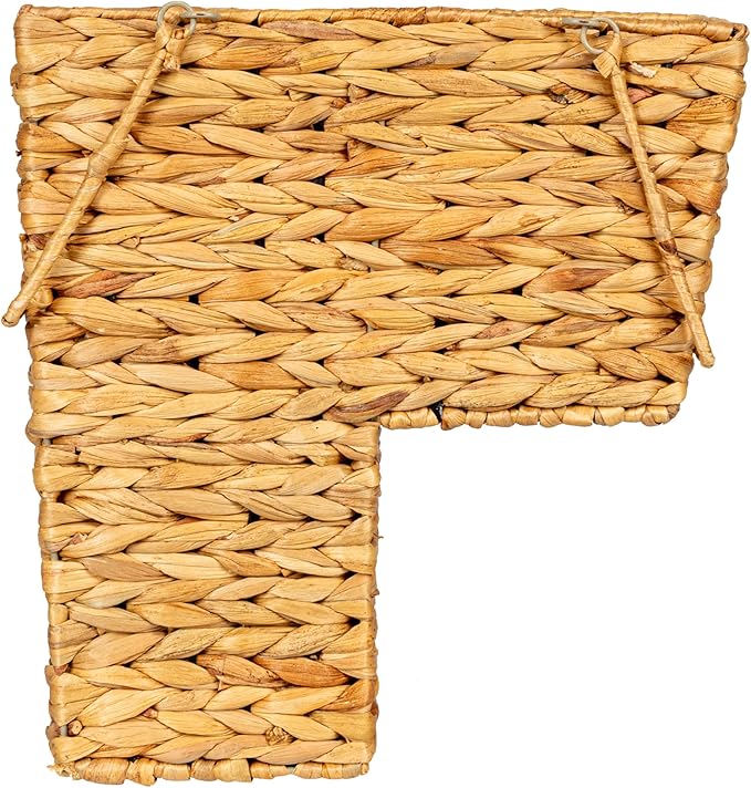 Household Essentials Wicker Stair Basket with Handles, Handwoven Water Hyacinth, Sits on Two Stairs, Lightweight, Natural