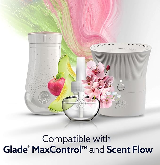 Glade PlugIns Refills with CustomScent Technology, Melon & Cherry Blossom, 5 Refills