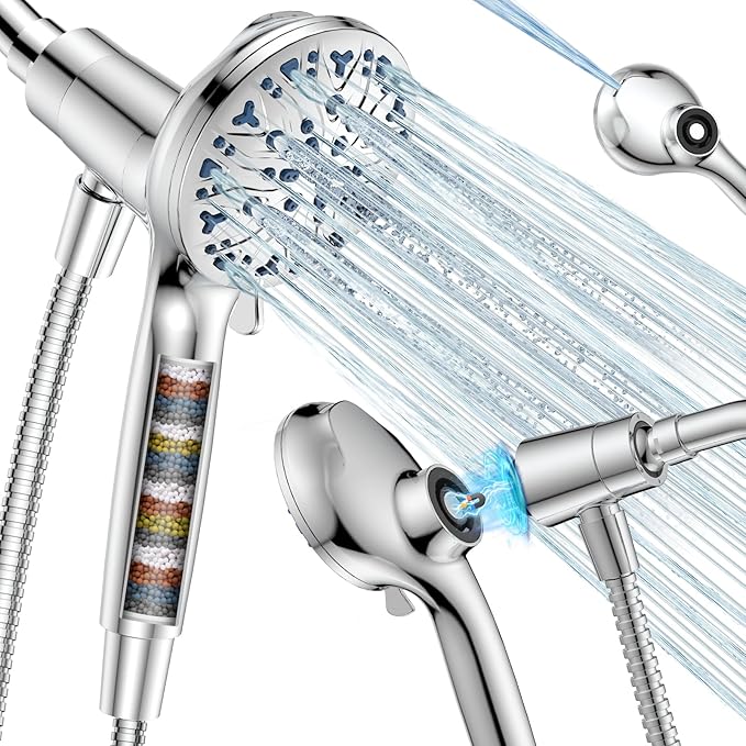 High Pressure Filtered Shower Head with Handheld, Upgrade Magnetic 10-Mode Handheld Showerhead Built-in Power Wash for Bathroom Cleaning, Detachable Shower Head with 71" Shower hose