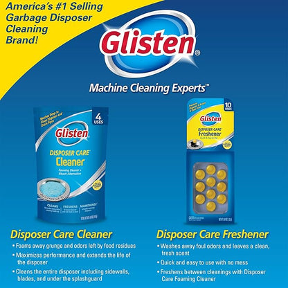 Glisten Disposer Care Freshener, Odor Eliminator, Quick & Easy-to-Use Garbage Disposal Freshener, Lemon Scent, 10 Use (Pack of 3)