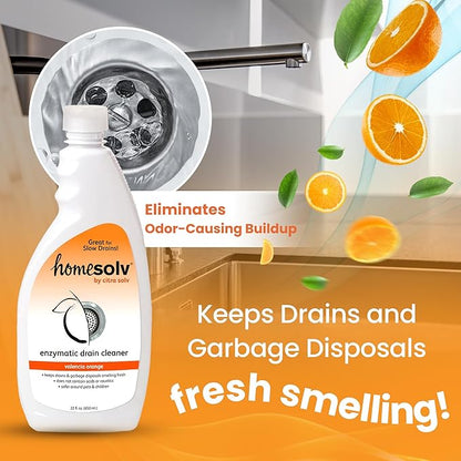 Enzyme Drain Cleaner and Deodorizer - Breaks Down Grease Build Up, Eliminating Odors and Smells, Septic Safe, Non-Caustic Sink Drain and Garbage Disposal Cleaner (22 Fl Oz 3 Pack)