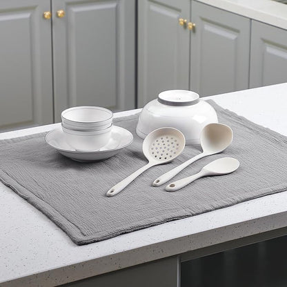 HunnmingRe 2 Pcs Extra Large Dish Drying Mats for Kitchen Counter28 x 24 100% Cotton Gray Pad Thick Highly Absorbent Mats Muslin Gauze Quick Drying Dishes Drainer Pad for Sinks Draining Racks