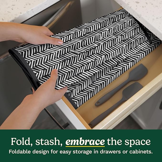 Cuisinart Dish Drying Mats for Kitchen Counter - (2) 16" x 18" Ultra Absorbent Kitchen Dish Drying Mat - Mesh Backing, Foldable, Machine Washable, Fast Drying Dish Mat (Dashed Lines)