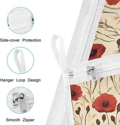 Mesh Laundry Bags Lingerie Bags for Washing Delicates 2 PCS Durable Wash Bag with Zipper Small and Medium Washable Cute Poppy Flowers Beige
