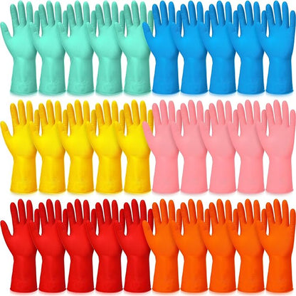 Sawysine 30 Pairs Rubber Gloves for Dishwashing Reusable Household Cleaning Gloves for Kitchen Washing Supplies