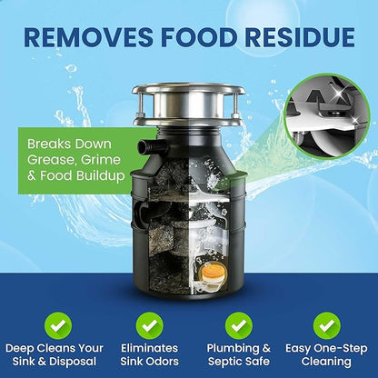 Garbage Disposal Cleaner Deodorizer Tablets – 24 Pack XL Foaming Citrus Cleaning Tablet - Sink Drain Disposer Garburator Freshener Odor Eliminator Grease Remover Septic Safe - 1 Year Supply