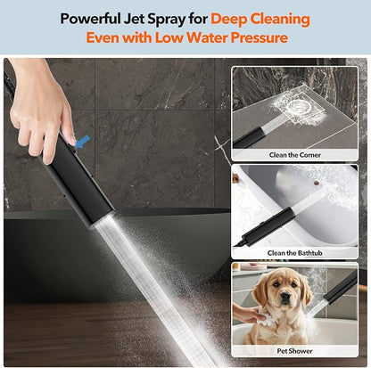 JDO High Pressure Shower Head, 7 Spray Modes Rain Shower Heads with Handheld Spray Combo,Dual Showerhead with 10 Inch Rainfall Spray, Detachable Hand Held Shower, Stainless Steel Hose, Power Wash