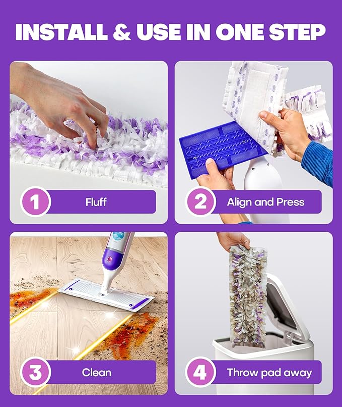 5X Cleaning Power Mop Refills for Swiffer Power Mop, 500+ Strips Multi-Surface PowerMop Refill Pads, 24 Count Disposable Powermop Wood Mops, Replacement Mopping Pad for Floor Cleaning
