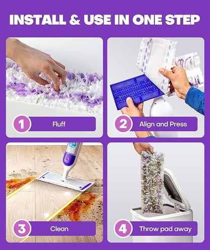 5X Cleaning Power Mop Refills for Swiffer Power Mop, 500+ Strips Multi-Surface PowerMop Refill Pads, 24 Count Disposable Powermop Wood Mops, Replacement Mopping Pad for Floor Cleaning