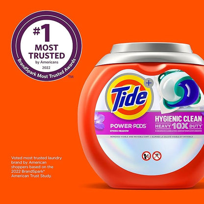 Tide Hygienic Clean Heavy 10x Duty Power PODS Laundry Detergent Soap Pods, Spring Meadow, 48 count (Pack of 1), For Visible and Invisible Dirt (Packaging May Vary)