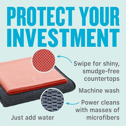 E-Cloth Granite & Stone Cleaning Kit, Premium Microfiber Cleaning Cloth, Ideal Cleaner and Polish for Granite, Marble and Other Stone Countertops, 100 Wash Guarantee, 2 Cloth Set
