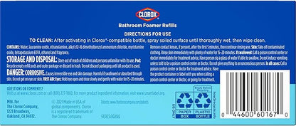 Clorox Bleach-Free Bathroom Foamer Refill Pods, Household Essentials, Rain Clean, 3 Spray Refills