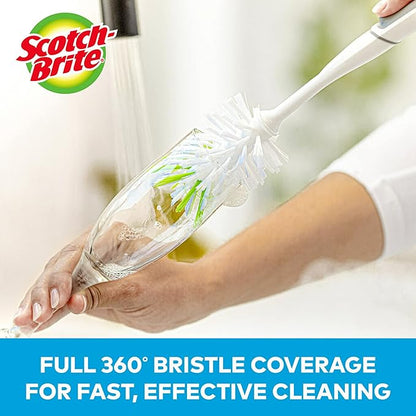 Scotch-Brite Glass and Water Bottle Brush, Long-Lasting Bristles, Safe On Multiple Types of Water Bottles, Baby Bottles, Vases, and More (Pack of 2)