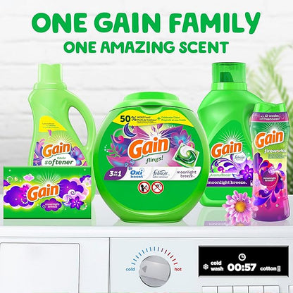 Gain Laundry Detergent Pacs, Moonlight Breeze | HE Compatible | Long Lasting Scent | 76 Count | Pack of 2