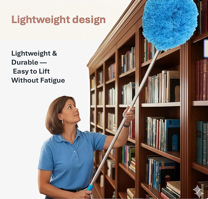 Fan Cleaner Duster (Single Pack) – Extendable Ceiling Fan Cleaner with Blue Microfiber Head, Duster with Extension Pole for Ceilings, Blinds & Corners, No Ladder Needed